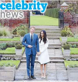  ?? AFP ?? File photo shows Prince Harry and his fiancée Meghan Markle at Kensington Palace in London.