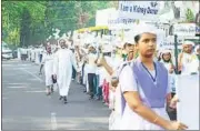  ?? RAMESH BABU/HT ?? Children participat­e in a kidney donation awareness drive in Thrissur, Kerala.