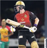  ??  ?? Colin Munro of Trinbago Knight Riders on the go during the Hero Caribbean Premier League match between Trinbago Knight Riders and Guyana Amazon Warriors at Queen’s Park Oval on Wednesday night in Port-of-Spain, Trinidad And Tobago.