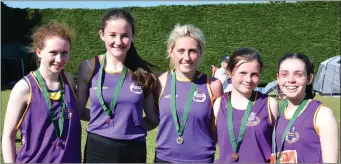  ??  ?? The girls’ Under-17 relay bronze medal winners (from left): Hannah Roche-Kelly, Blanaid Fogarty, Karyn Murphy, Suzie Brennan, April Keeling.