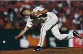  ?? NHAT V. MEYER — BAY AREA NEWS GROUP, FILE ?? The Giants’ Tyler Rogers throws against the Dodgers in the ninth inning at Oracle Park in San Francisco on Sept. 29.