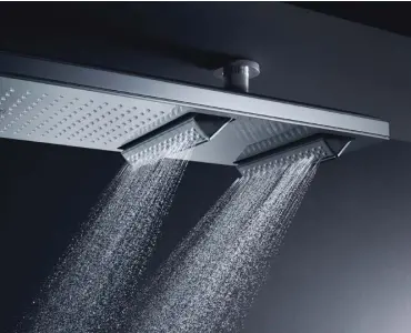  ??  ?? The Axor ShowerHeav­en is the result of extensive research, making it highly innovative, and it produces a spray not previously possible.