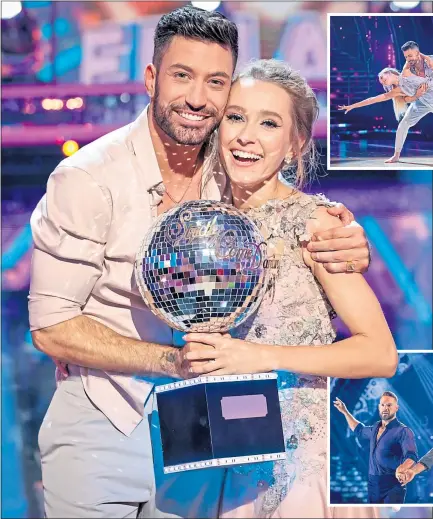  ?? ?? Rose Aylingelli­s with her partner, Giovanni Pernice, and the glitterbal­l trophy last night