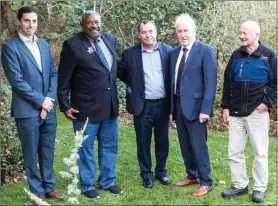  ?? Photo by Michael Donnelly ?? Chris O’Neill, Dr William H. ‘Smitty’ Smith, Don Mullnan, Director, Jimmy Deenihan, and James O’Shea, Overseer, OPW, Derrynane House and Historic Park at the tree planting ceremony recently.