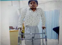  ?? IANS ?? All India Institute of Medical Sciences performed a rare surgery that enabled 20-year-old Guddu to sit and walk. —
