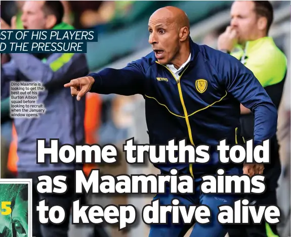  ?? ?? Dino Maamria is looking to get the best out of his Burton Albion squad before looking to recruit when the January window opens.