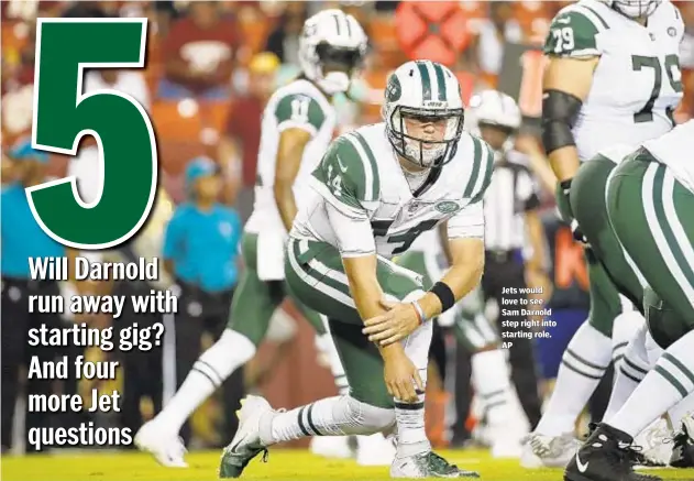  ?? AP i ?? Jets would love to see Sam Darnold step right into starting role.