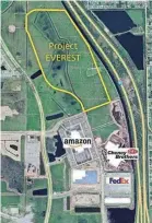  ?? PROVIDED BY THE ECONOMIC DEVELOPMEN­T COUNCIL OF ST. LUCIE COUNTY ?? A map showing the Project Everest site, later revealed to be a Costco distributi­on depot, in the Southern Grove “jobs corridor” in Port St. Lucie, as presented to the City Council by the Economic Developmen­t Council of St. Lucie County.