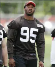  ?? RON SCHWANE —ASSOCIATED PRESS ?? The Browns’ Myles Garrett walks off the field after watching the team’s organized team activity at its facility May 31.