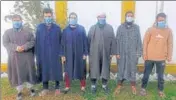  ?? ANI ?? The arrested members of terror recruitmen­t module in police custody in Kupwara on Thursday.