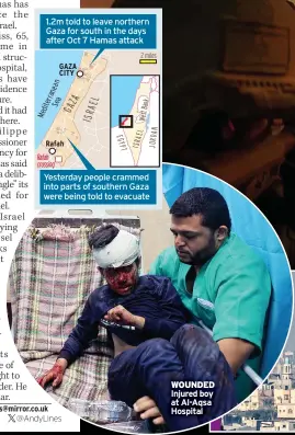  ?? ?? WOUNDED Injured boy at Al-Aqsa Hospital