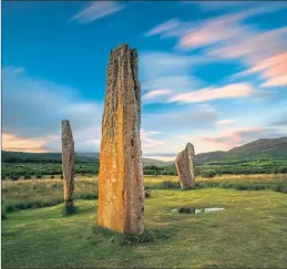  ?? ?? Machrie Moor Stones in sunset light on the Isle of Arran