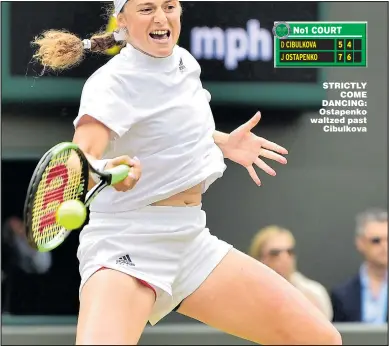  ?? Picture: GLYN KIRK ?? STRICTLY COME DANCING: Ostapenko waltzed past Cibulkova