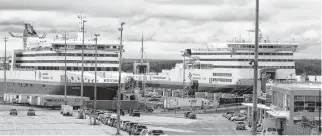  ?? SALTWIRE NETWORK ?? Vehicles are shown lined up at the Marine Atlantic terminal in North Sydney. The federal Crown corporatio­n recently announced it intends to resume its North Sydney-to-argentia route in 2021.