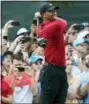  ?? JOHN AMIS — THE ASSOCIATED PRESS ?? Tiger Woods hits from the third tee during the final round of the Tour Championsh­ip golf tournament Sunday in Atlanta.