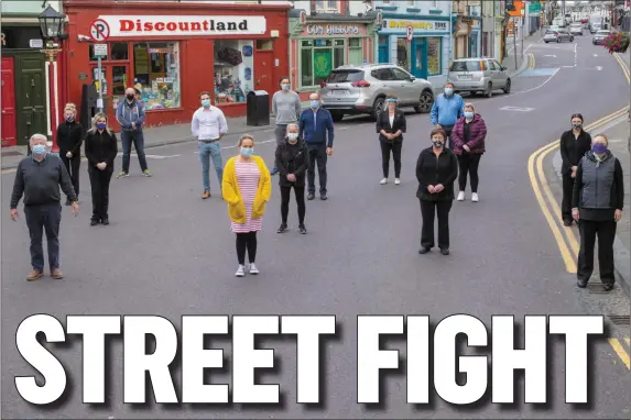  ?? Photo by John Kelliher ?? William Street traders making a stand for their livelihood­s in the face of a Council proposal to remove parking spaces – as part of the national roadmap to reopening – they fear will impact their businesses with very serious consequenc­es.