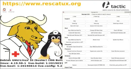  ??  ?? Rescatux and its Rescapp frontend have been rescuing broken Tuxes since a time when gnus ruled the earth.