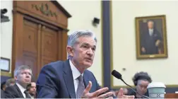  ?? SUSAN WALSH/AP ?? Federal Reserve Chairman Jerome Powell testifies before the House Financial Services Committee on Wednesday.