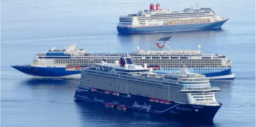  ?? Photo ?? Mein Schiff 1, Marella Explorer and Borealis in Funchal.