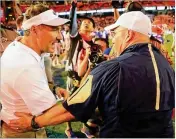  ?? GREENWOOD / GETTY IMAGES SAM ?? Dan Mullen (left) coached Mississipp­i State for nine years before taking the job at Florida. The Gators (3-1) play the No. 23 Bulldogs (3-1) in Starkville on Saturday.