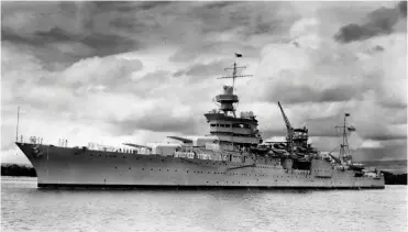  ?? (Reuters) ?? THE WORLD WAR II cruiser ‘USS Indianapol­is,’ which was lost on July 30, 1945, is seen at Pearl Harbor, Hawaii, circa 1937.