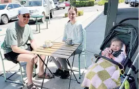  ??  ?? Sitting down for coffee are Jayden Fairlie, Hannah Sweeney and daughter Frankie at Biddy Martha’s in Bunyip last week.