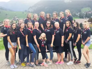  ??  ?? Members of 3rd Poynton Rangers and 1st Poynton Guides in Adleboden, Switzerlan­d