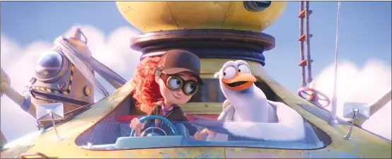  ?? Associated Press photos ?? This image released by Warner Bros. Pictures shows characters Tulip, voiced by Katie Crown, left, and Junior, voiced by Andy Samberg, in a scene from “Storks.”