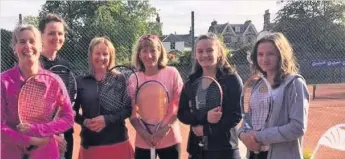  ??  ?? Bridge of Allan tennis ladies first team (left to right) Jenny McKenna, Heather Forsythe, Clare Woodward, Doreen Birnie, Lucy MacKenzie, and Abbie Woodward