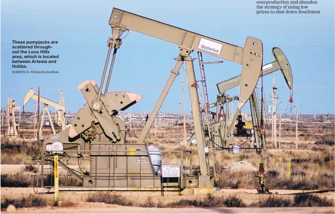  ?? ROBERTO E. ROSALES/JOURNAL ?? These pumpjacks are scattered throughout the Loco Hills area, which is located between Artesia and Hobbs.