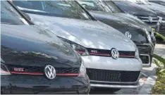  ?? — AFP ?? Volkswagen cars at a dealership are seen in Los Angeles, California.