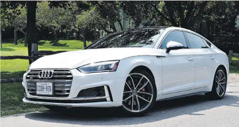  ?? PHOTOS: CHRIS BALCERAK/DRIVING ?? 2018 Audi S5 Sportback features a swoopy roofline and bulging fenders that gives it a bold appearance.