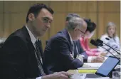  ?? ROBERT KITCHIN/STUFF ?? NZ First MP Jamie Arbuckle during a select committee meeting at Parliament.
