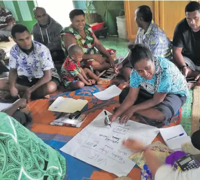  ?? Photo: Ministry of Agricultur­e ?? Bua farmers participat­e in a group activity during the farmers training in Saolo, Wainunu, Bua last week.