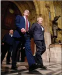  ?? ?? PM Boris Johnson, right, and Labour chief Sir Keir Starmer walk through the Members’ Lobby to the House of Lords