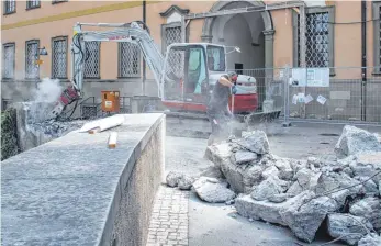  ?? FOTO: DAVID WEINERT ?? Der Basilikavo­rplatz in Weingarten wird erneuert.