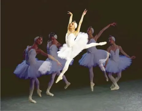  ?? THE WASHINGTON POST ?? Nicole Graniero of the Washington Ballet demonstrat­es a leap, a move from "Swan Lake."