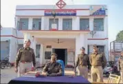  ?? HT PHOTO ?? ▪ Girhor police station personnel are a happy lot after the news came in. It is also a shot in the arm for Mainpuri police because the area is crime sensitive.