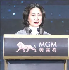  ??  ?? Pansy Ho, co-chairman of MGM China Holdings, speaks during a news conference at the MGM Cotai casino resort, developed by MGM China, in Macau.