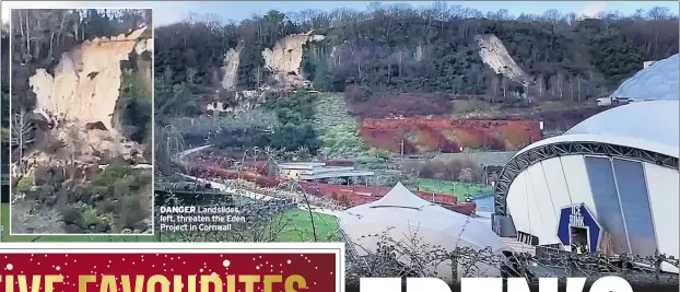  ??  ?? DANGER Landslides, left, threaten the Eden Project in Cornwall