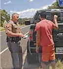  ??  ?? Gaspar Rodriguez Garcia is shown in a dash cam video being questioned by trooper Randy Vick. Garcia’s case brought the “DPS citation lists” to light.