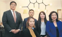  ?? STEVE RUSSELL TORONTO STAR ?? From left, Victor Kim, Marie Park, James Chang, Jiyoon Oh and Julia Shin Doi are members of the steering committee of the new Korean Canadian Legal Clinic.