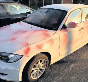  ??  ?? ●●Dan Bennett’s vandalised BMW