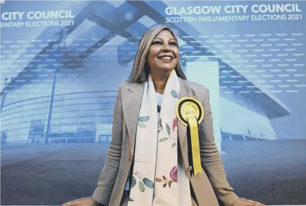  ??  ?? 0 Kaukab Stewart of the SNP, who is of Pakistani descent, became the first BAME woman elected to the Scottish Parliament. She will represent Glasgow Kelvin