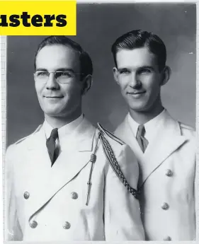  ??  ?? HEPCATS
The Edstrom brothers, Hal and Leonard, in full regalia in the 1940s. They were big band musicians who saw the opportunit­y in sharing arrangemen­ts with amateur players.