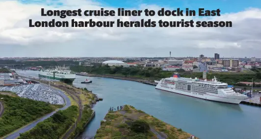  ?? Picture: ANDRE OOSTHUIZEN ?? SHIPS AHOY! A drone’s-eye view of the cruise liner MV Europa 2, and the ‘large car and truck carrier’ Manon loading Mercedes-Benz cars, in the East London harbour on Wednesday.