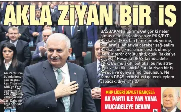  ??  ?? AK Parti Grubu’nda konuşan Başbakan Yıldırım ABD’ye Feto uyarısı yaptı: 250 şehidimiz, 2194 gazimiz var. Daha ne delil soruyorsun­uz?