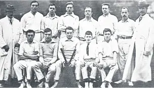  ??  ?? Pott Shrigley Cricket Club team line-up shortly after it was founded 100 years ago