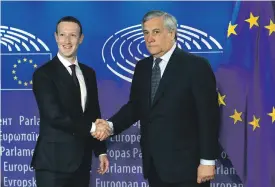  ?? Reuters; AFP ?? Facebook’s CEO Mark Zuckerberg sat through interrogat­ions by the US Senate in April, top, and the European Parliament last week, above