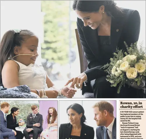  ?? PICTURES: PA ?? INSPIRING: The Duchess of Sussex meets seven-year-old Matilda Booth from Sowerby Bridge during the annual WellChild Awards in London, main image. Above, the Duke and Duchess meet Jacob Granger, winner of the Most Caring Young Person Award, and sister Melissa.